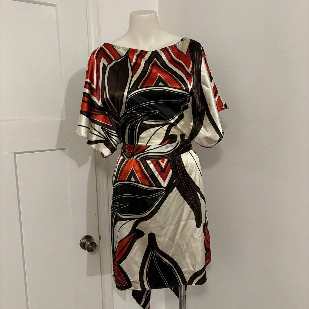 Zara Basic Size Small Red Abstract Print Mini Tie Back Career Wear Dress
